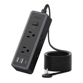NTONPOWER flat extension cord 10 ft shown, easy reach and discreet behind furniture.