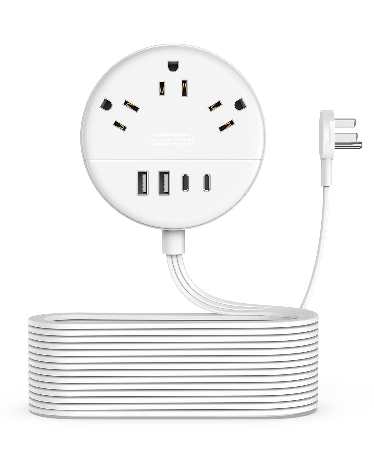 NTONPOWER flat extension cord 25ft under rug enables easy reach to distant outlets