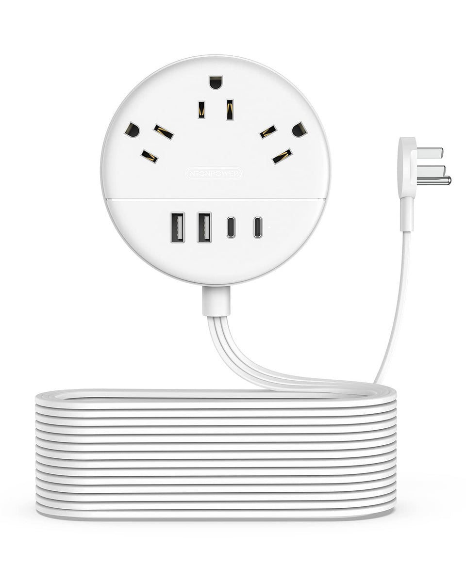 NTONPOWER flat extension cord 25ft under rug enables easy reach to distant outlets