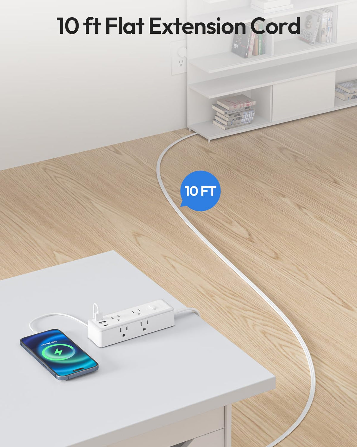 NTONPOWER 0.31-inch flat plug saves space and fits behind furniture.
