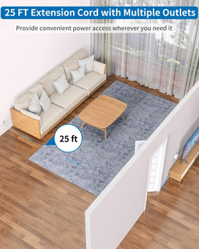 NTONPOWER flat plug power strip behind furniture saves space