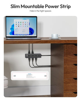 NTONPOWER flat plug at 45-degree angle fits tight spaces behind sofa and bed.