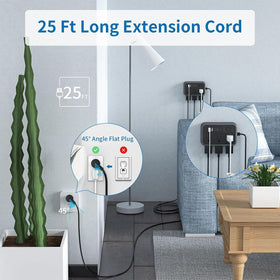 NTONPOWER flat plug closeup fits behind furniture and saves space