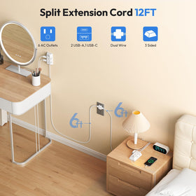 NTONPOWER flat plug closeup slim profile fits behind furniture saving space