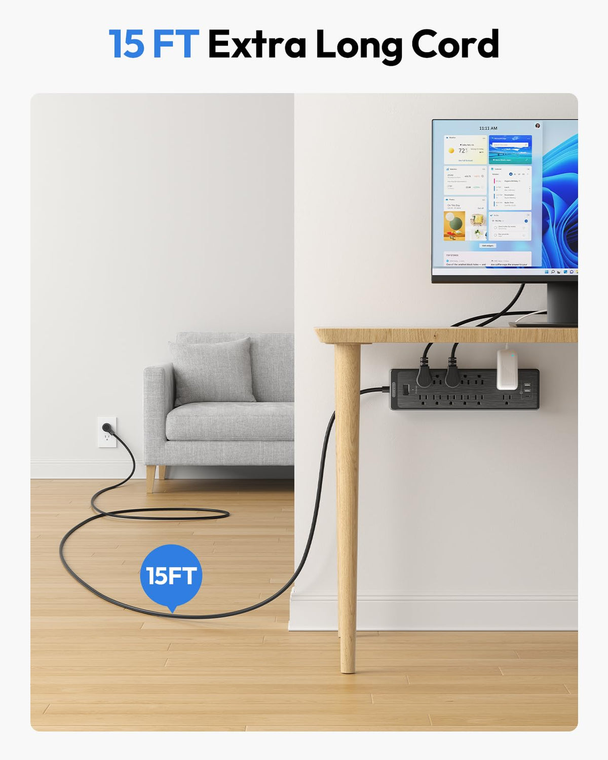 NTONPOWER flat plug close-up fitting flush to wall for space-saving benefit