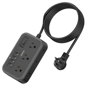 NTONPOWER flat plug extension 10 ft reaches distant outlets for flexible setup