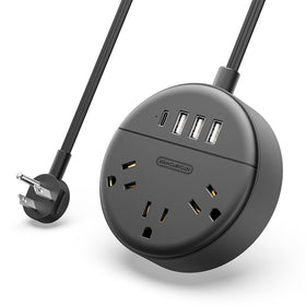 NTONPOWER flat-plug close-up showing ultra-thin design that fits tight spaces.
