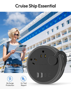 NTONPOWER travel power strip with seven-device support for busy journeys