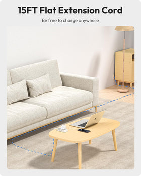 NTONPOWER flat plug snug against wall, saves space behind furniture and reduces gap
