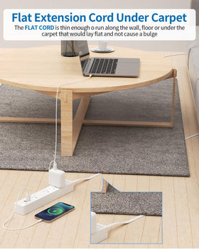 NTONPOWER flat plug tucked under baseboard enabling discreet cable routing