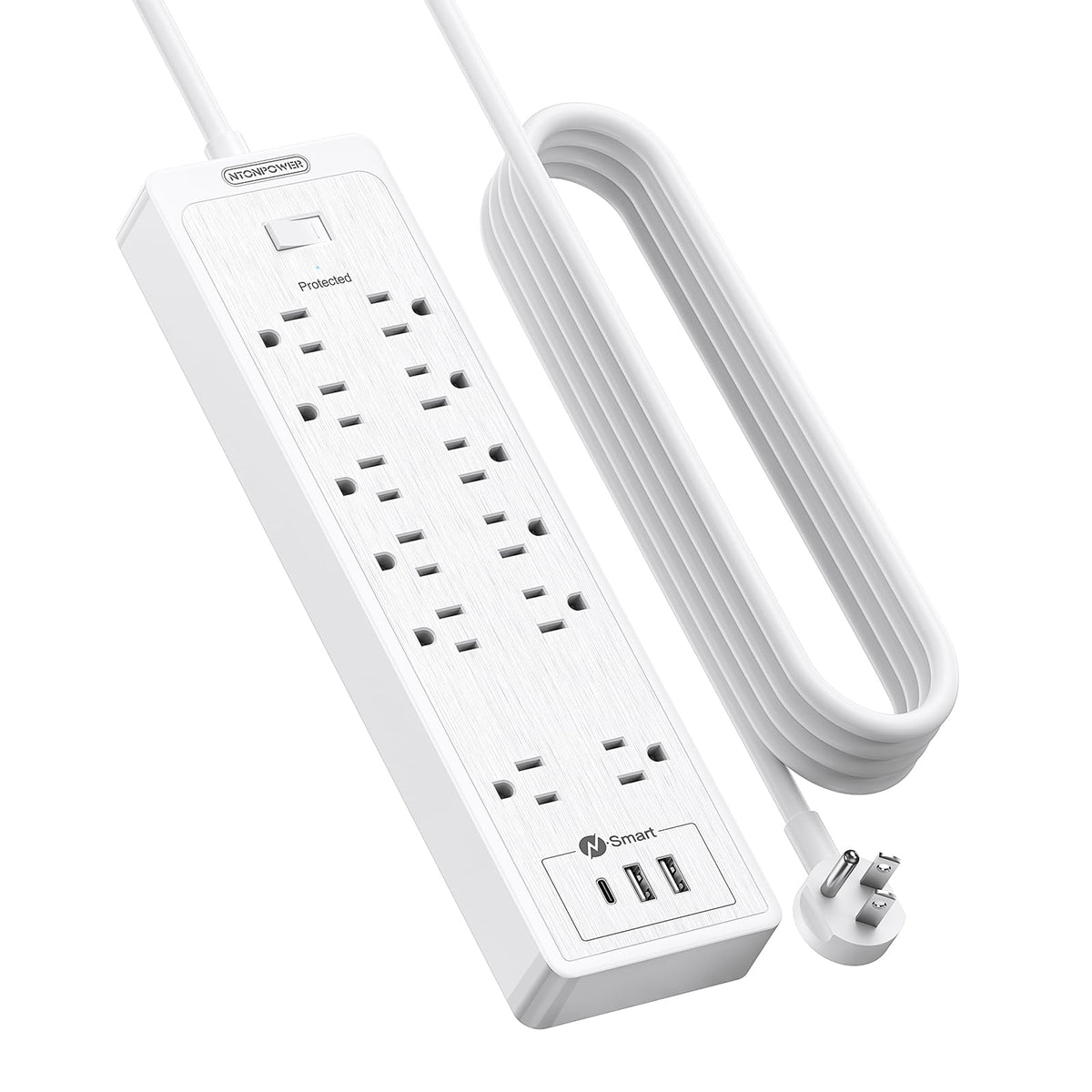 NTONPOWER front view showing 12 outlets and neat layout for organized power