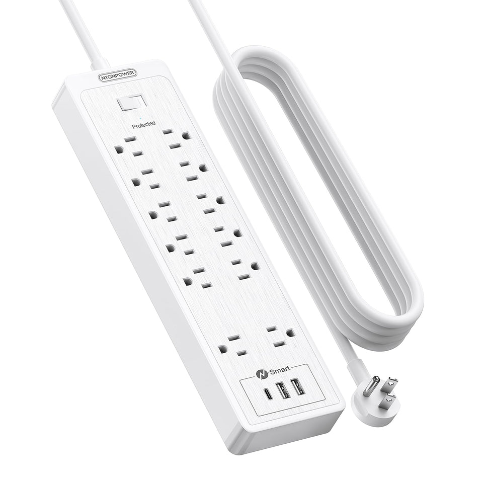 NTONPOWER front view showing 12 outlets and neat layout for organized power