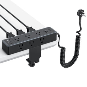 NTONPOWER front view clamped to desk edge showing tidy power access