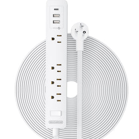 NTONPOWER front view showing four outlets and three USB ports for versatile charging