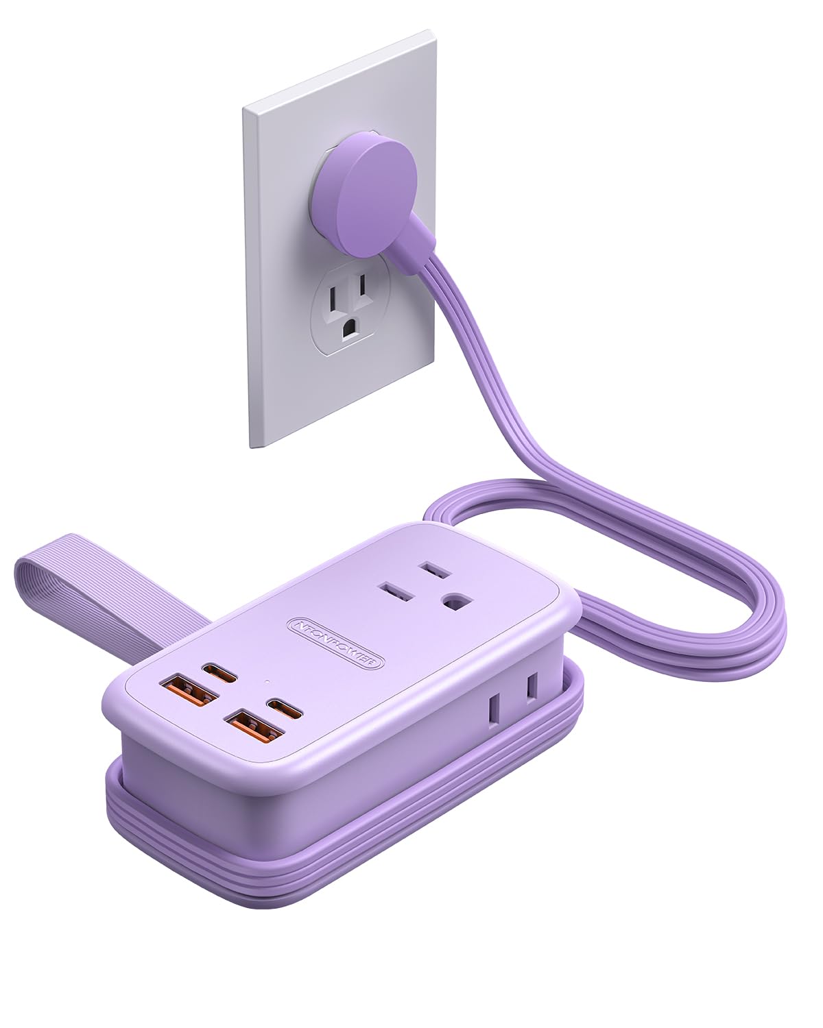 NTONPOWER front view showing outlets and USB ports for quick multi-device charging