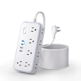 NTONPOWER front view showing ten outlets and four USB ports for decluttered power