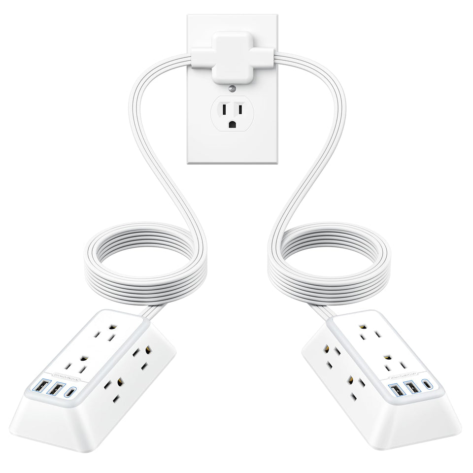 NTONPOWER front view showing dual 6‑outlet arms and USB ports for versatile power