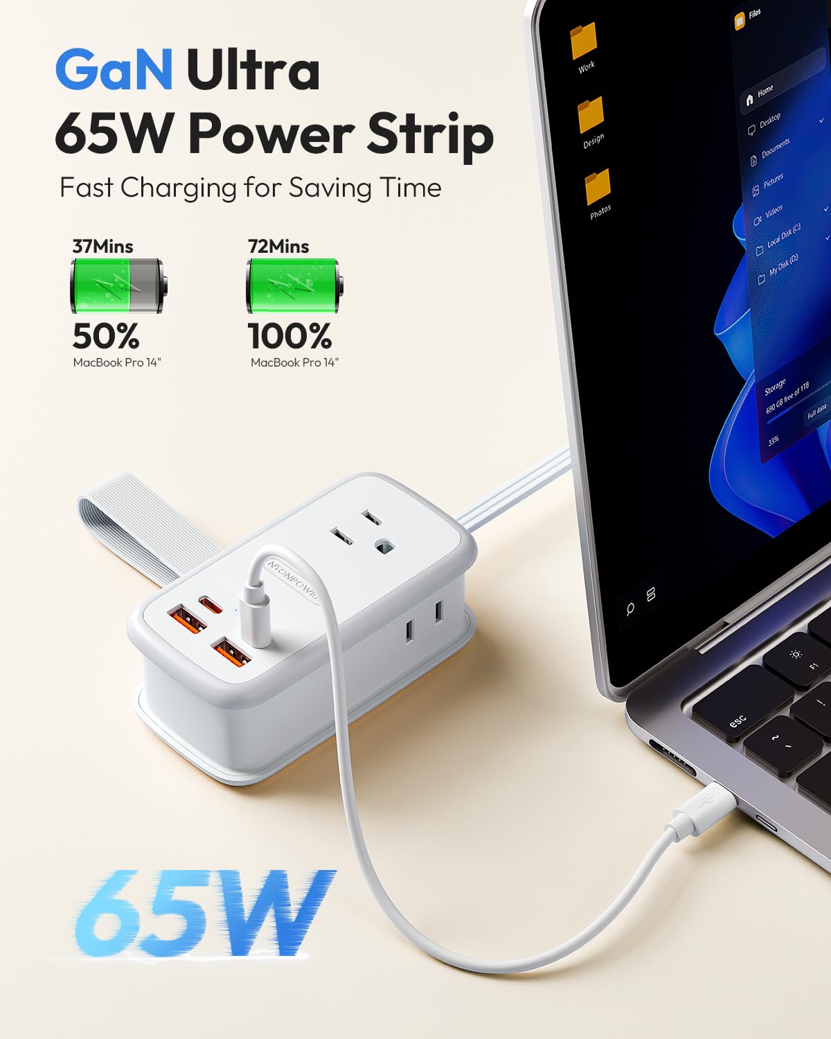 NTONPOWER rear label showing specifications and travel safety details