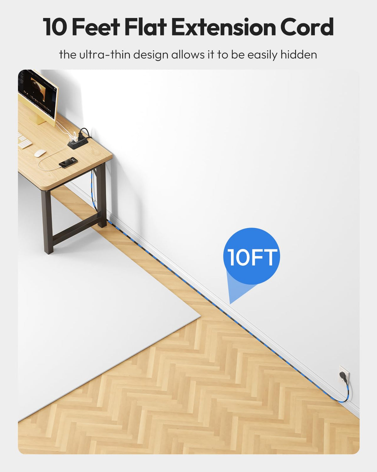 NTONPOWER hidden under rug illustrating discreet cable routing and safety