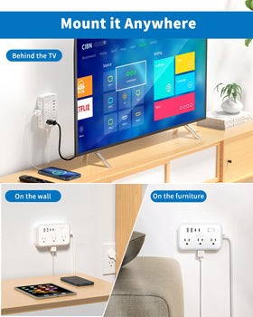 NTONPOWER power strip powering a home office desk with laptop and phone for practical use