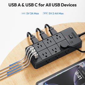 NTONPOWER used on a home office desk powering monitors, laptop, and phone