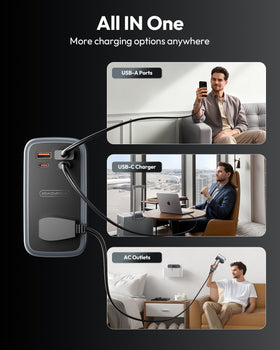 NTONPOWER charging a laptop and phone, supports high-power and USB charging