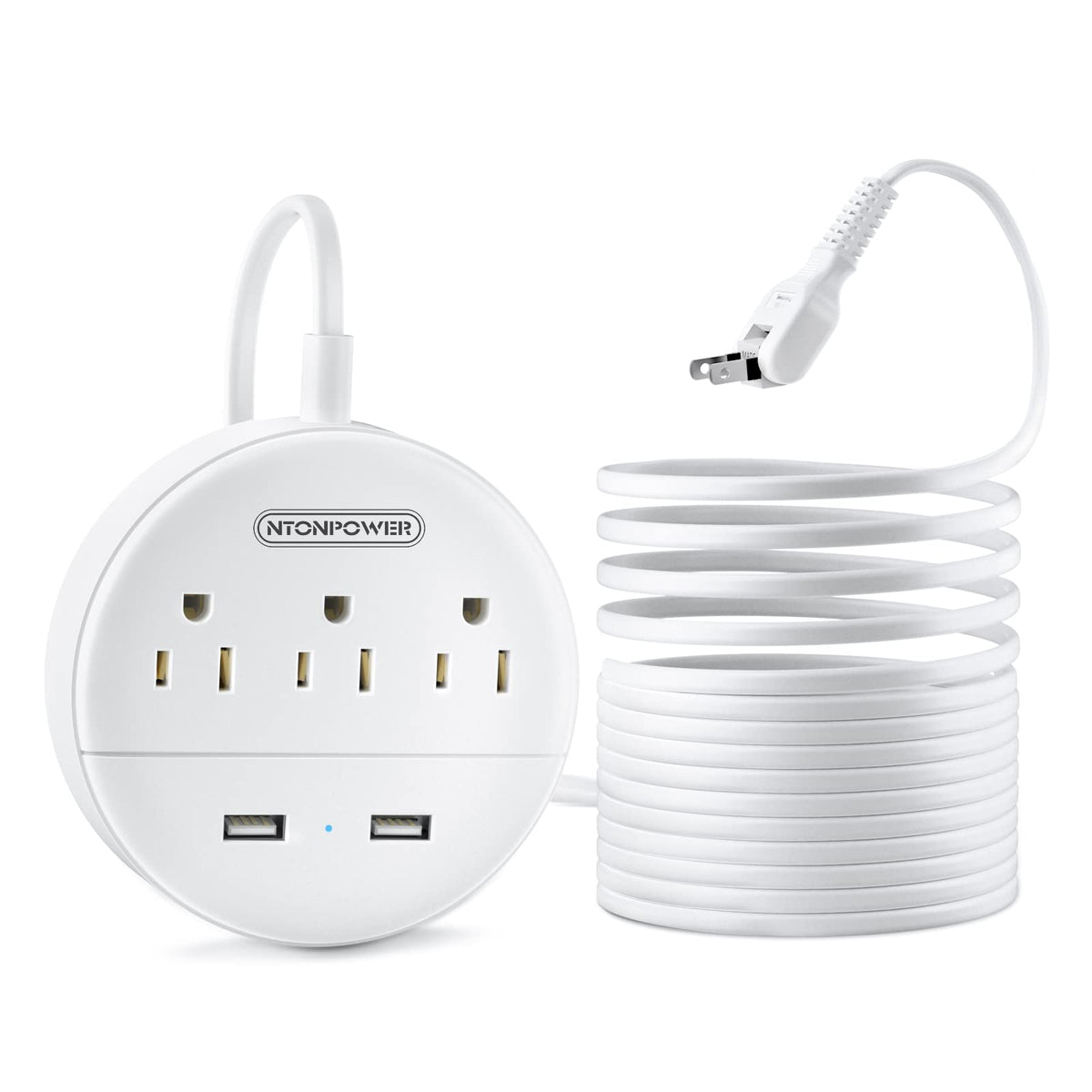 NTONPOWER long extension cord 15ft for easy reach behind furniture