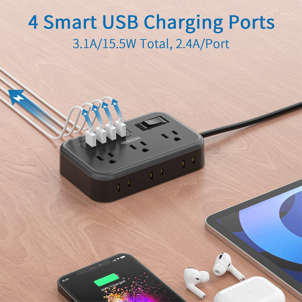 NTONPOWER low profile flat plug fits behind furniture