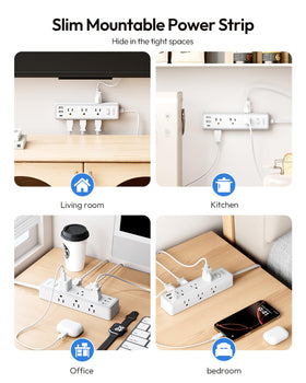 NTONPOWER mounted behind nightstand showing included screws and secure installation