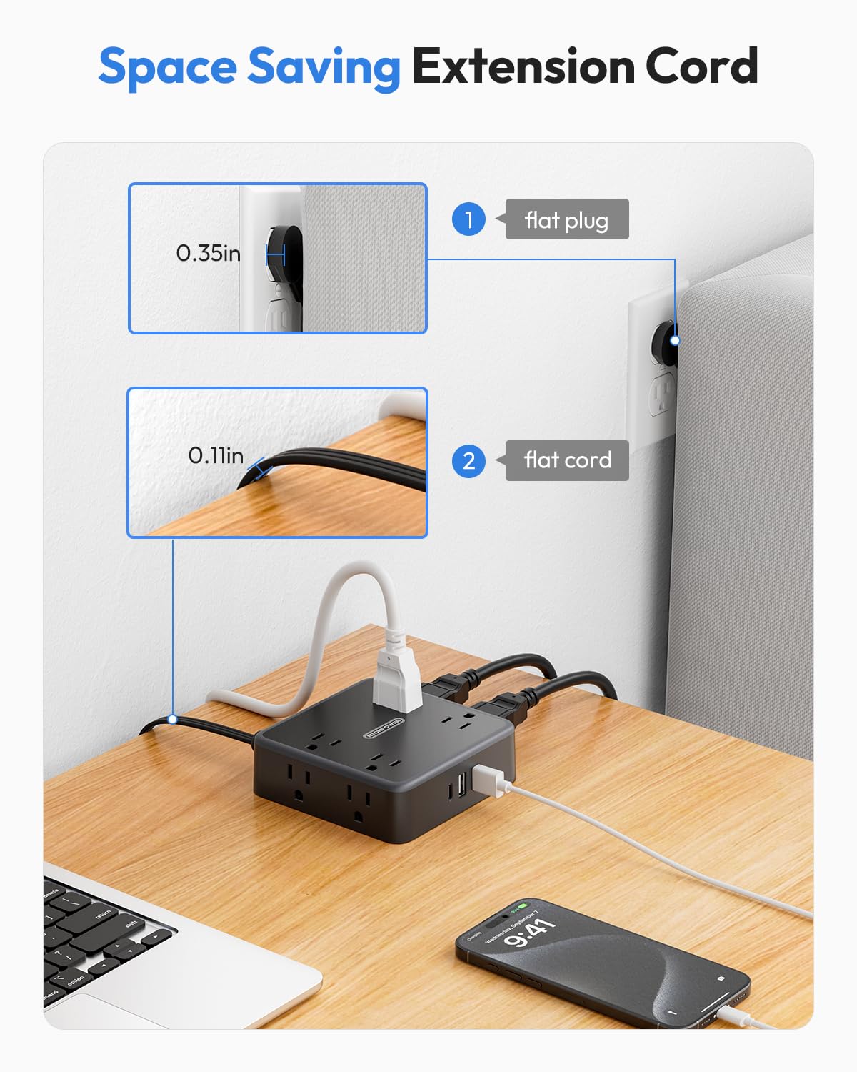 NTONPOWER mounted behind TV cabinet, hides power block and reduces visible cords