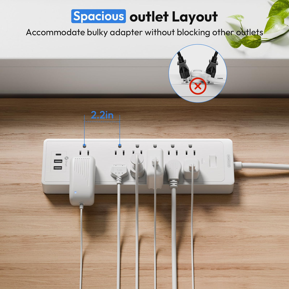 NTONPOWER mounted under desk to organize cords and provide accessible power