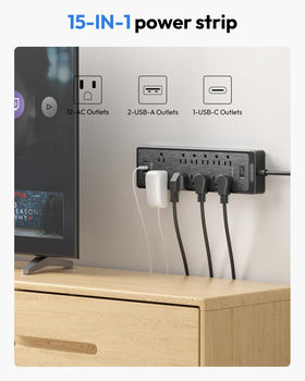 NTONPOWER detailed view of widely spaced outlets and USB ports for large adapters