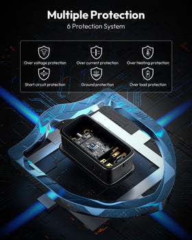 NTONPOWER packaged box open with contents, ready-to-use travel charging kit