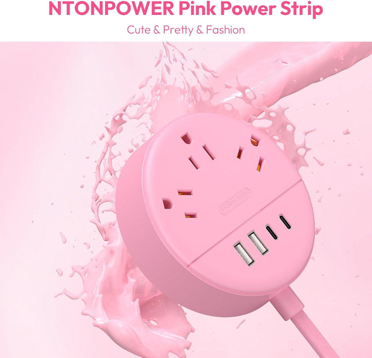 NTONPOWER pink 2-prong to 3-prong adapter for older homes.