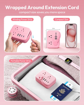 NTONPOWER pink power strip with USB-C ports for fast device charging