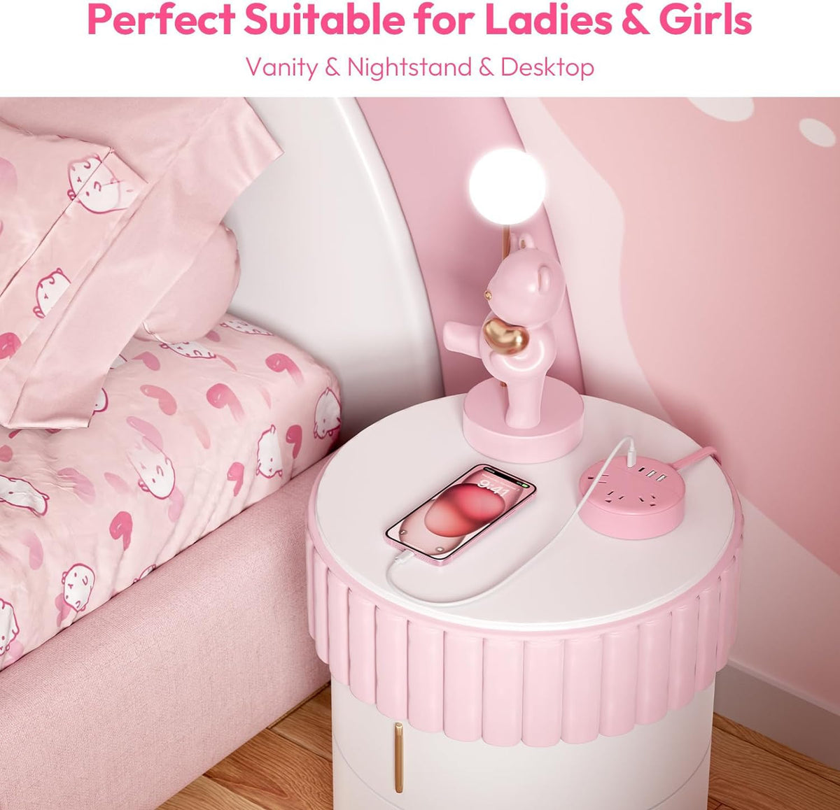 NTONPOWER pink USB ports support smart charging.