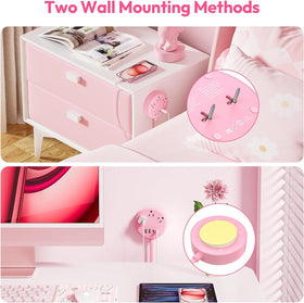 NTONPOWER pink wall-mountable design keeps cords tidy.