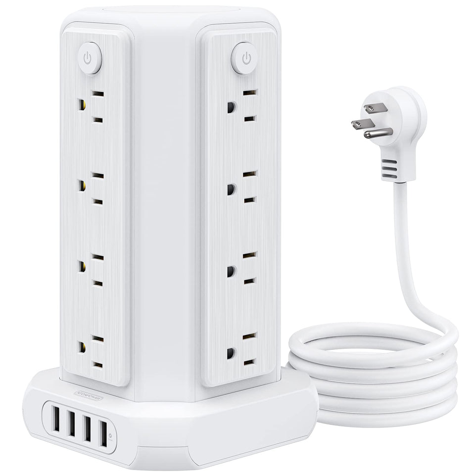 NTONPOWER power strip tower with 16 outlets for an organized desk setup