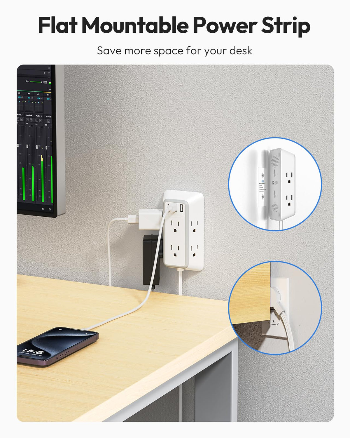NTONPOWER powering laptop, lamp, phone and speaker on desk, simplifies multi-device power setup