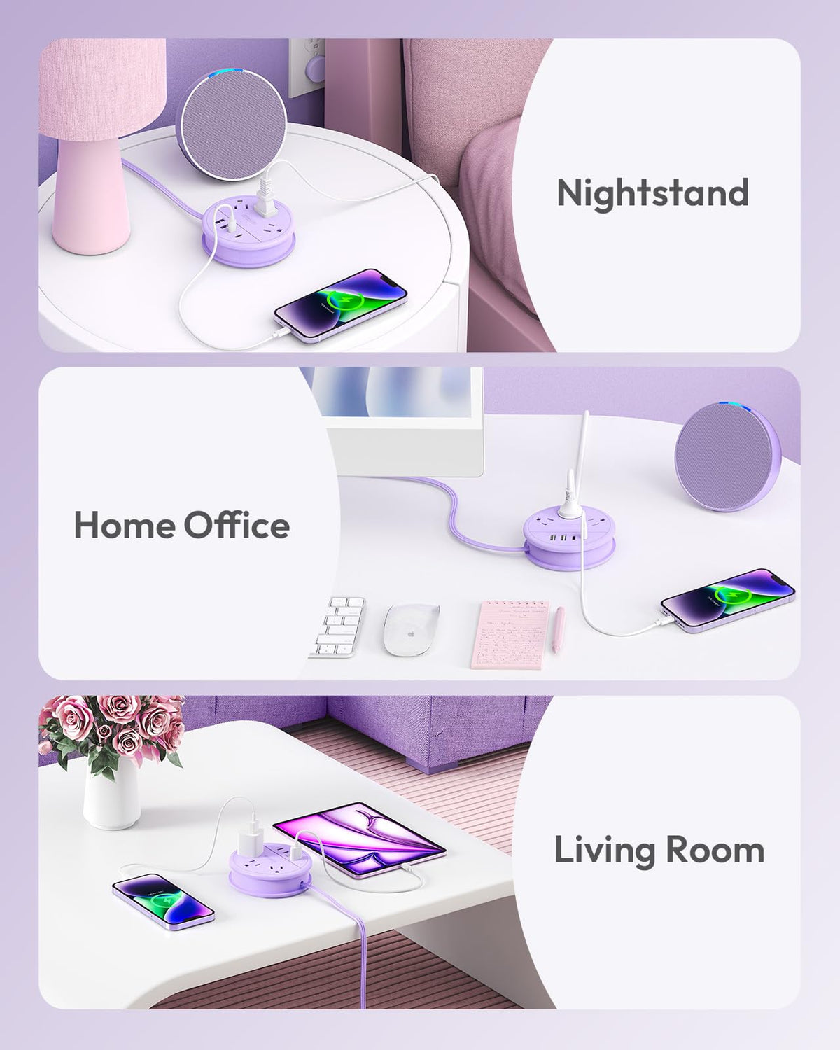 NTONPOWER purple desk accessory power hub in a compact layout