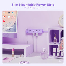 NTONPOWER Purple power strip includes 1080J surge protection for electronics safety.
