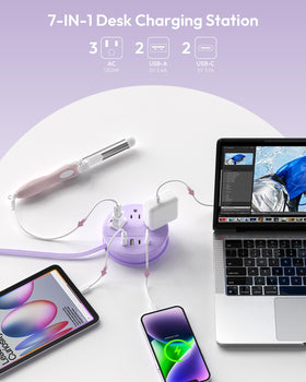 NTONPOWER purple travel power strip with 3 AC outlets