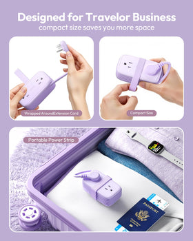 NTONPOWER purple travel power strip displaying four outlets for multiple devices