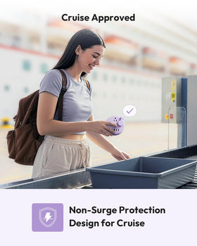 NTONPOWER Purple Travel Power Strip compact carry-on size fits in luggage