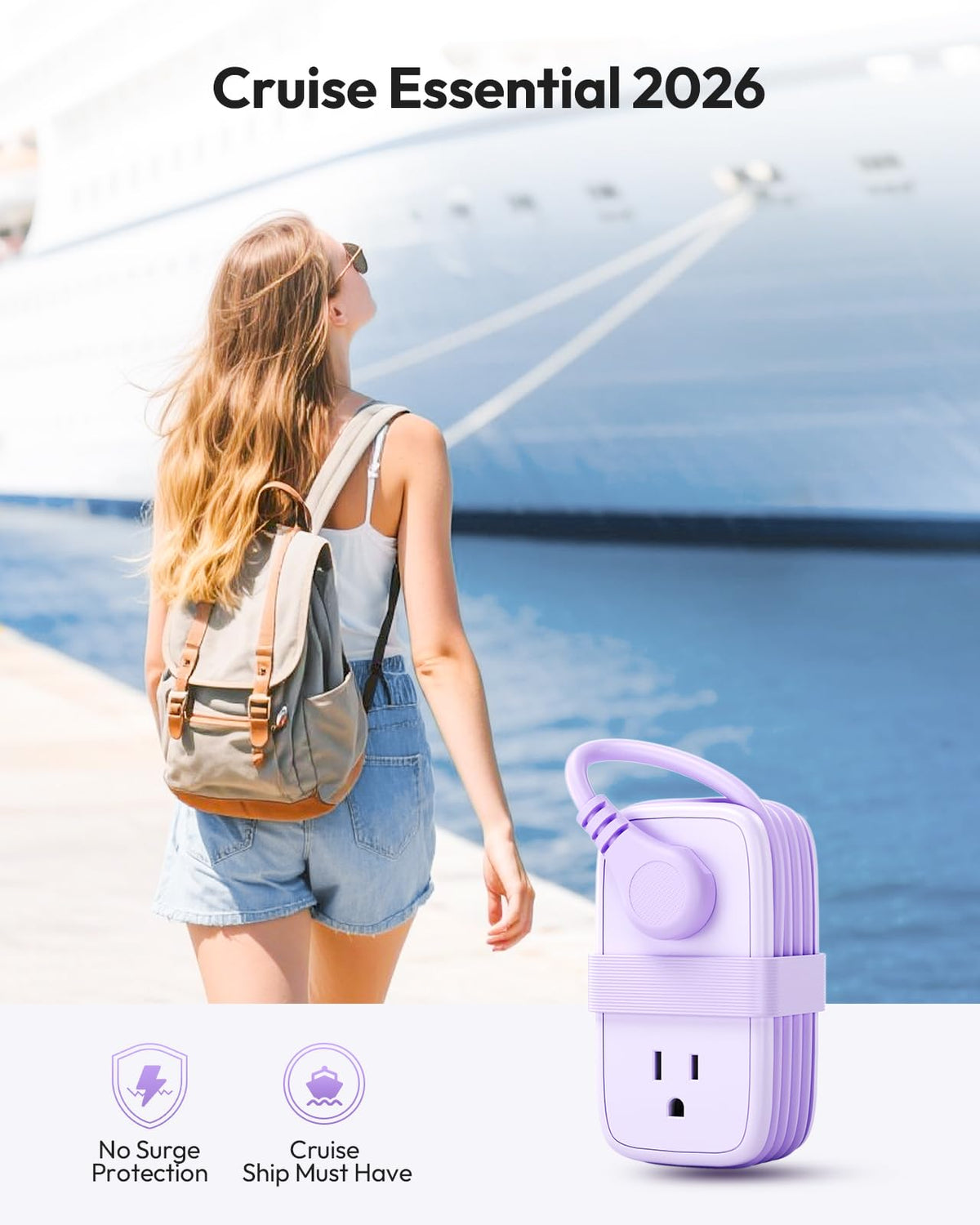 NTONPOWER purple travel power strip ideal for hotels and travel use.