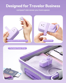 NTONPOWER purple travel power strip USB-C PD 20W enables fast charging.