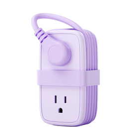 NTONPOWER purple travel power strip with wrap-around cord for tidy packing