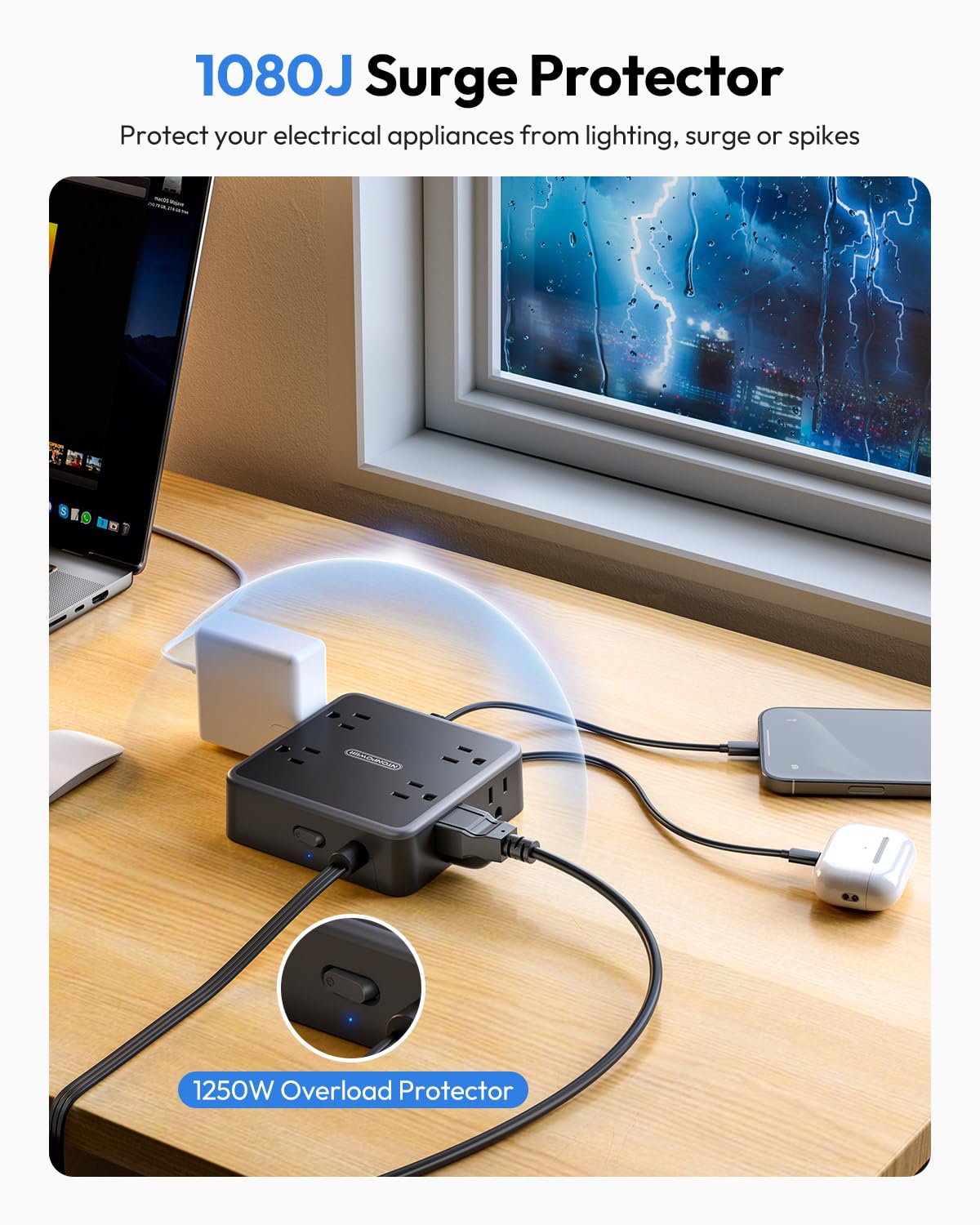 NTONPOWER held in hand for scale, compact cube size saves tabletop area