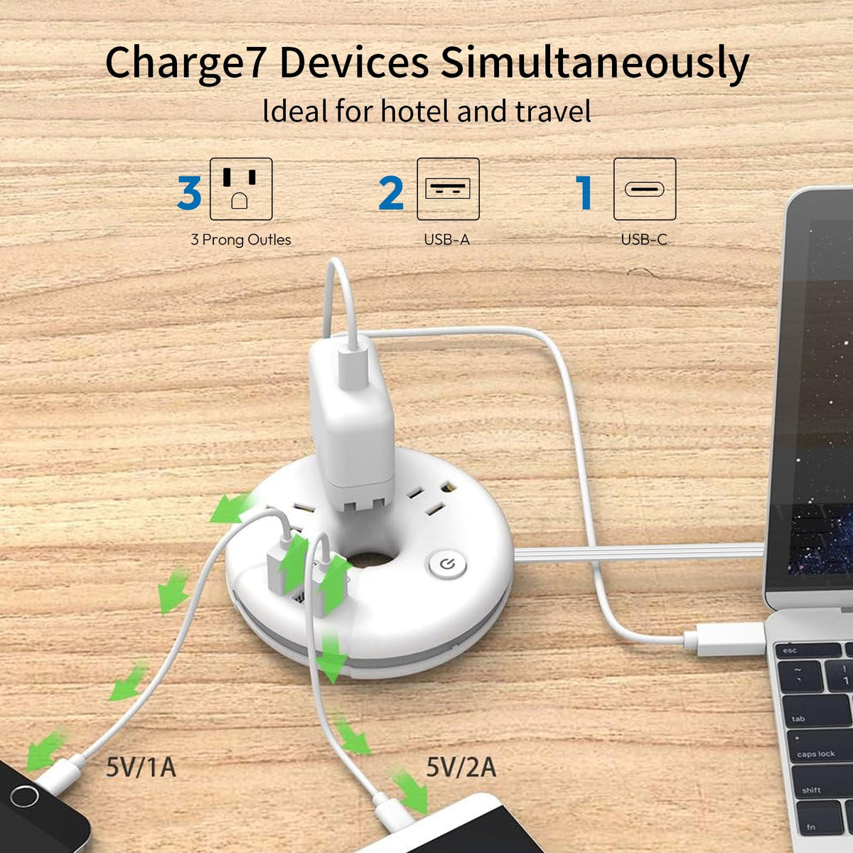 NTONPOWER short 3ft extension cord keeps outlets within reach