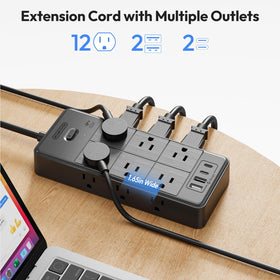 NTONPOWER three‑sided outlet layout allowing large adapters without blocking